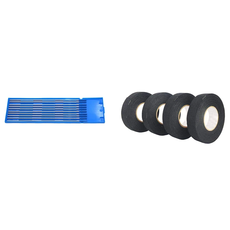 

10Pcs Wy20 Tungsten Electrode Professional Tig Rod & ​6 Pcs Harness Tape-High Adhesion Harness Cloth Tape(19Mm X 15M)