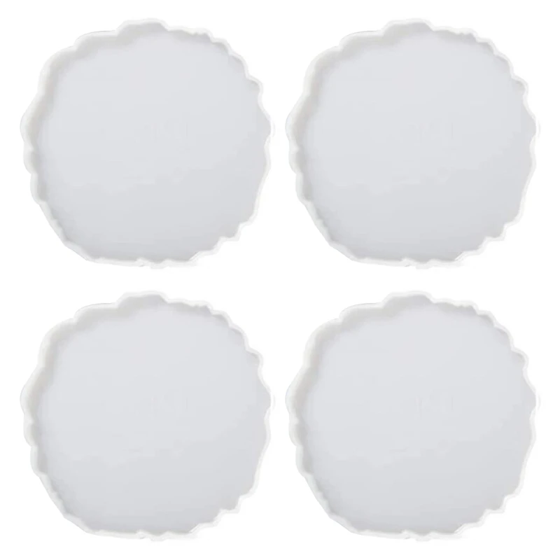 

4 Pcs Agate Geometry Coaster Epoxy Resin Mold Cup Mat Mug Pad Silicone Mould DIY Crafts Jewelry Faux Agate Slices Home Tool R58E