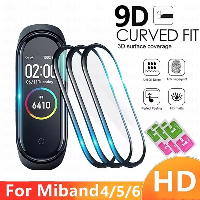 Защитная пленка 9D для Xiaomi Mi Band 6 5 4 Защита экрана Miband умный ремешок band5 мягкая не