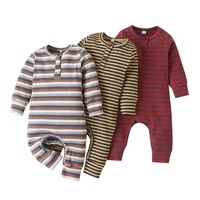 lioraitiin 0 18m newborn baby boy girl striped romper infant long sleeve cotton ribbed jumpsuit casual style playsuit