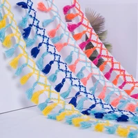 1 5 yardslot 45mm rainbow tassel lace trim cotton fabric ribbon trim curtain fringe tassel for handmade diy sewing material