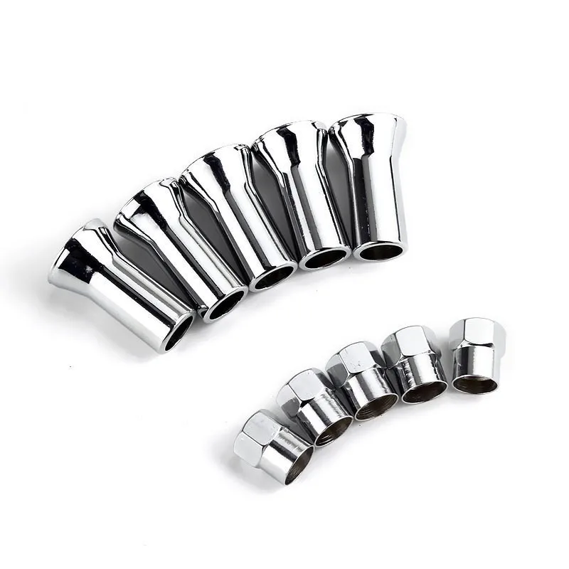 

10 PCS Chrome Car Truck Tire Wheel Tyre Valve Stem Hex Caps Case w/ Sleeve Cover Left Right Front Rear