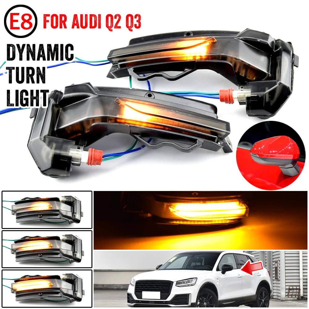 

Pair Flowing Turn Signal Light LED Side Wing Rearview Mirror Dynamic Indicator Blinker For AUDI Q2 2018-2020 Q3 2019-2020