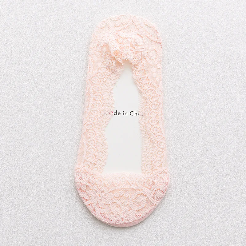 

5 pair women Lace Boat Socks Cotton Hollow Out Sole Antiskid Slippers ladies Anti-Slip Sock Female Soft Low Invisible Socks