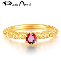 black angel 925 silver luxury ruby emerald gemstone ring for women bride 18k gold adjustable ring wedding party gift jewelry