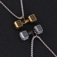 mens womens retro dumbbell fitness metal necklace pendant hip hop street muscle mens coach sweater chain accessories jewelry