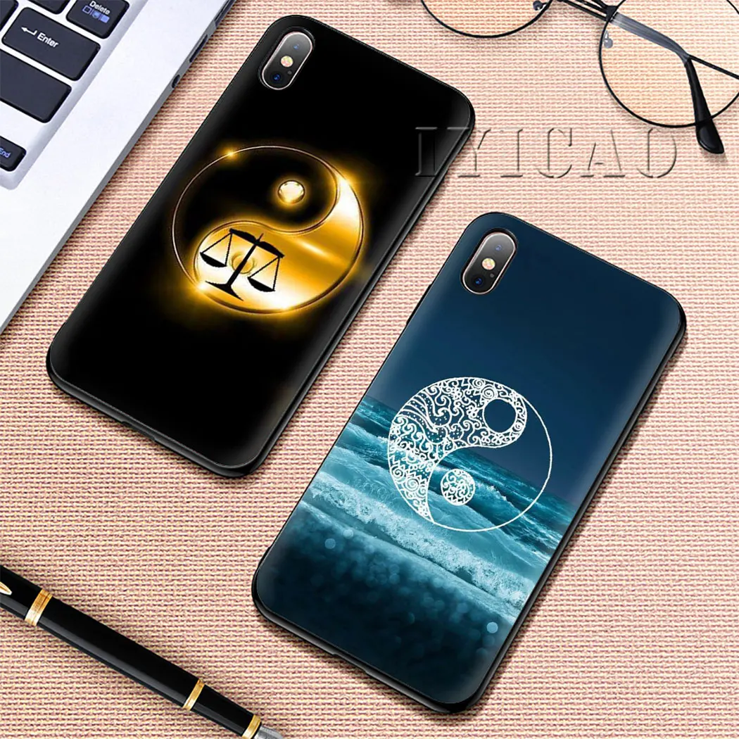 IYICAO Yin Yang китайский Мягкий силиконовый чехол для iPhone 5 5S SE 10 X XS XR Max 6 6s 7 8 Plus 11 pro