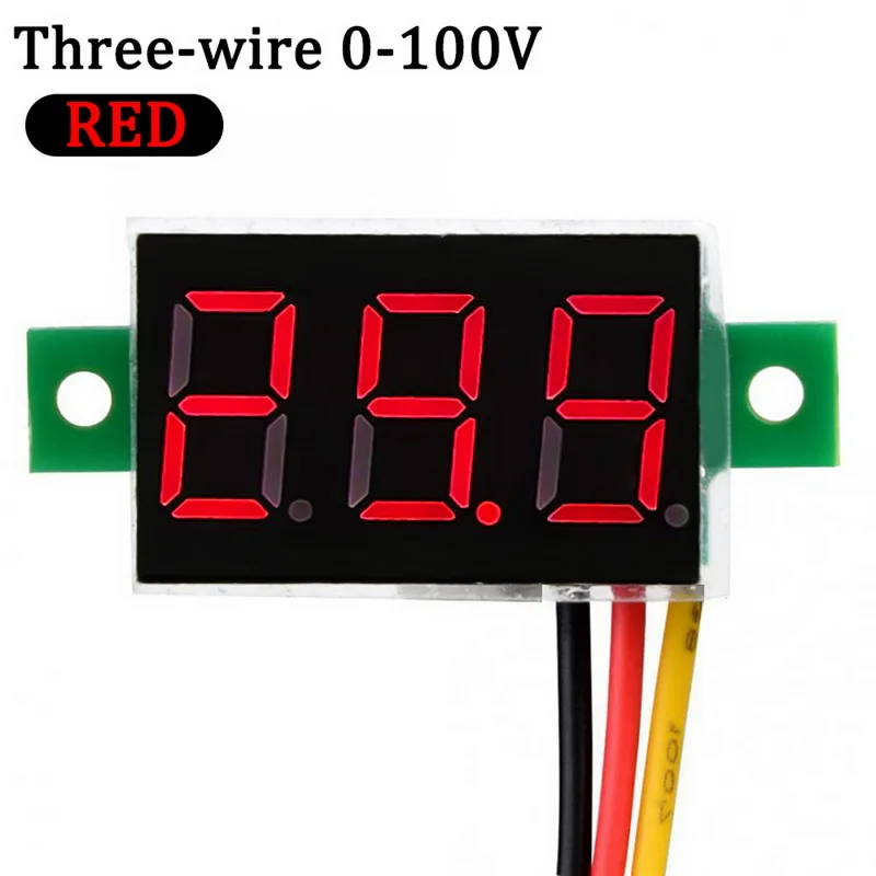 

1 Pcs Digital Voltmeter LED Display Mini 2/3 Wires Voltage Meter Ammeter High Accuracy Red / Green / Blue DC 0V-30V 0-100V