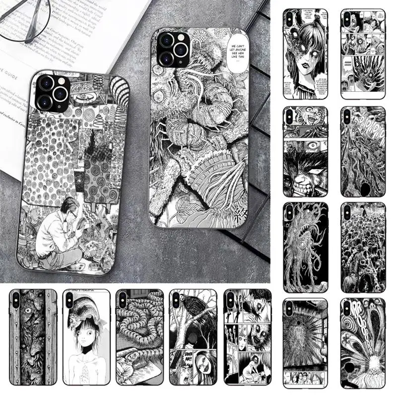 

Horror Junji Ito Tees Horror Phone Case for iPhone 13 11 12 pro XS MAX 8 7 6 6S Plus X 5S SE 2020 XR cover