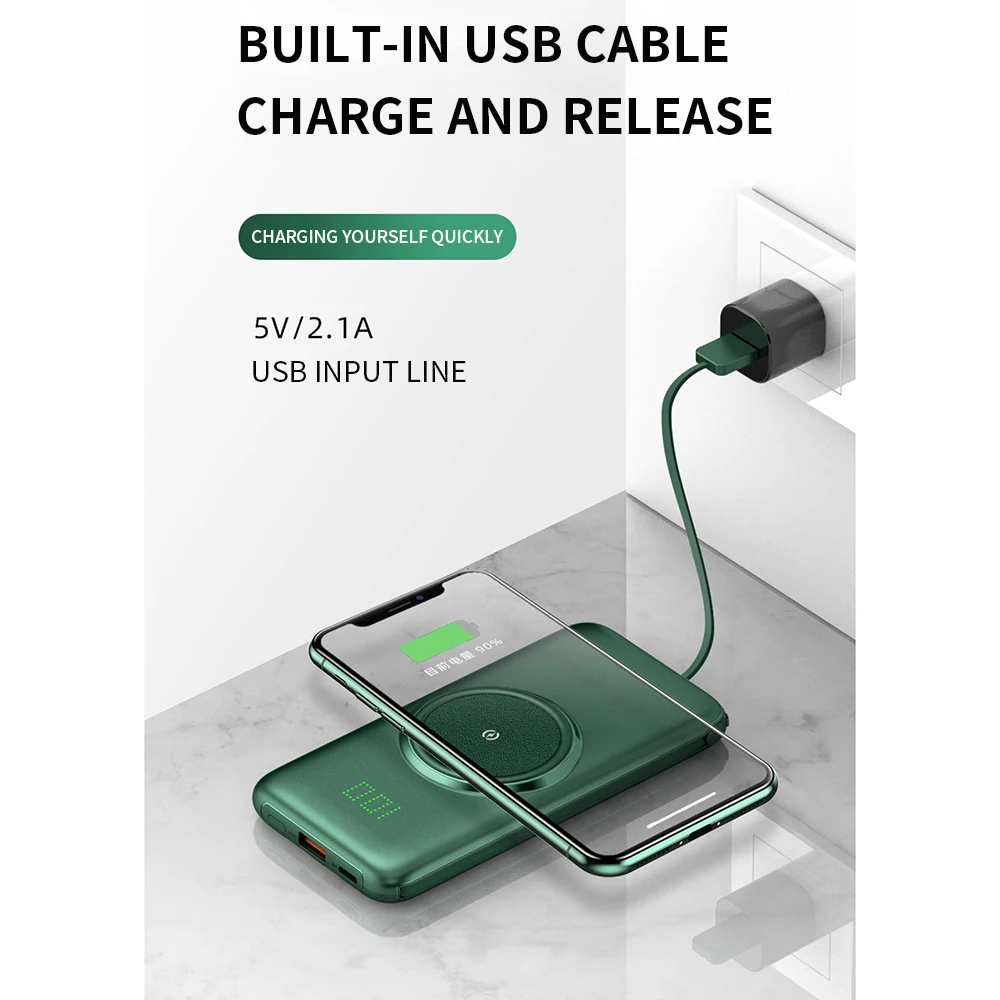 power bank 20000mah qi wireless charger portable charging poverbank 10000 mah mobile phone external battery charger powerbank free global shipping