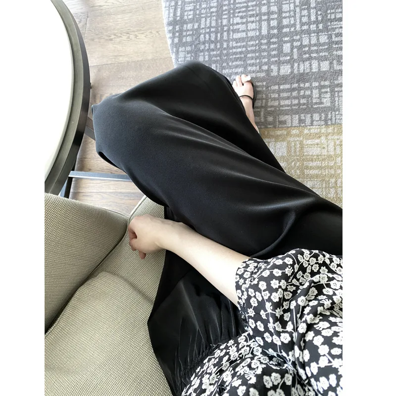 

2021 Autumn Autumn Casual Pants Women Satin Loose All-match Women's Pants Straight Wide-leg Casual Pants Long