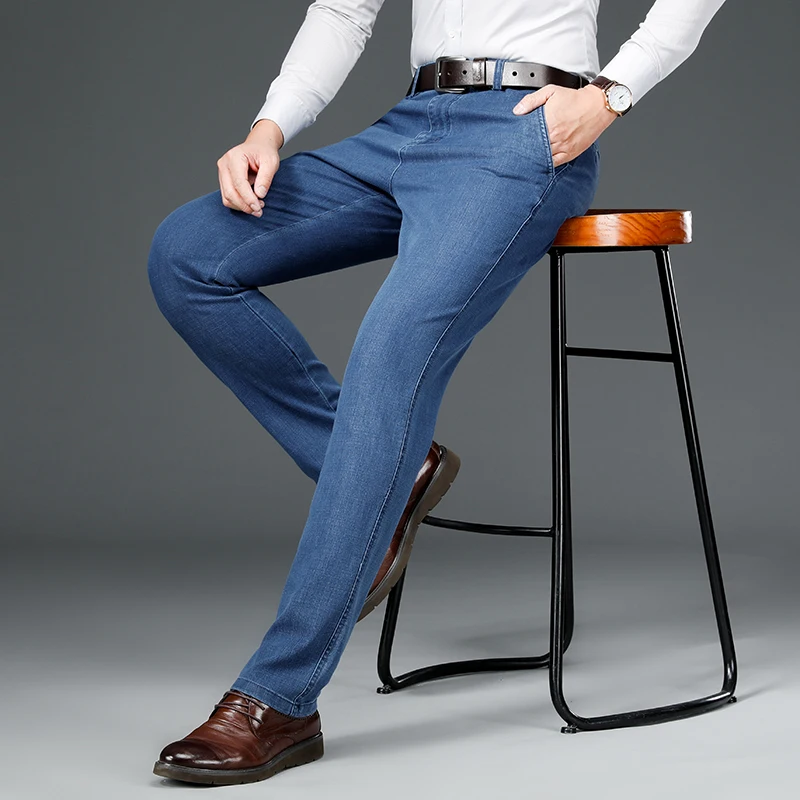 Джинсовые брюки мужские прямые свободные из модала для осени и зимы | Мужская