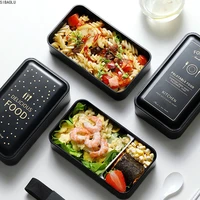 portable rectangular lunch box double plastic health material bento box 1200ml microwave tableware food storage container lunch