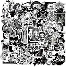 50/100PCS Black White Punk Style Gothic Horror Graffiti Stickers Laptop Guitar Phone Car Waterproof Cool Sticker Decal Kid Toy