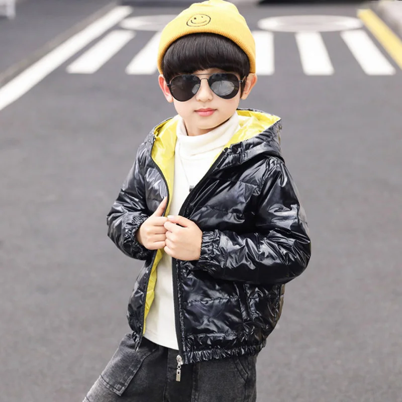 Светильник-пуховик Новинка детское зимнее пальто для мальчиков блестящее