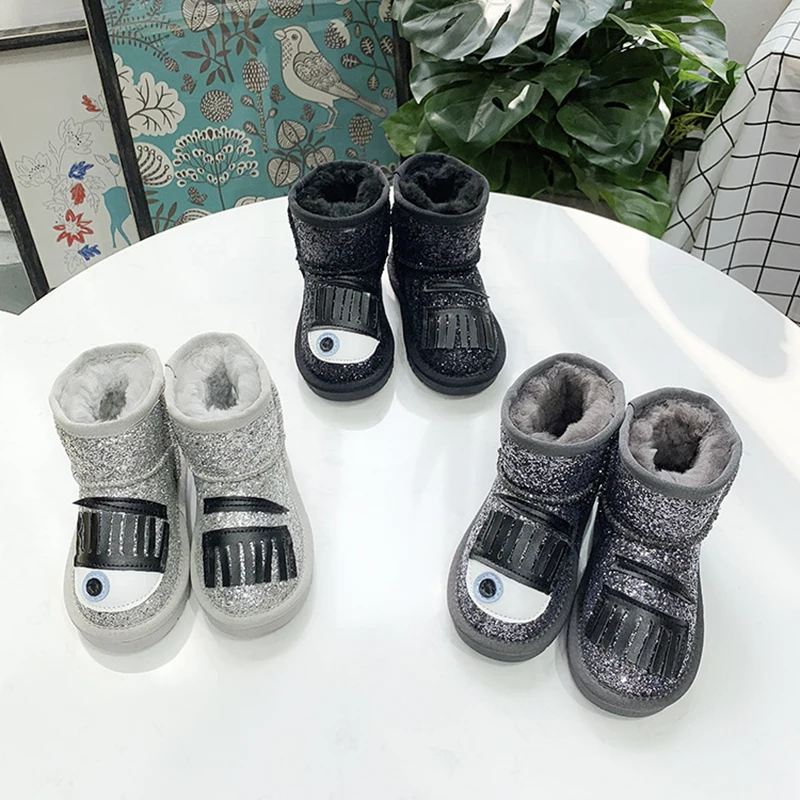 Dolakids/Плюшевые ботинки с рисунком для малышей Модные детские зимние Обувь