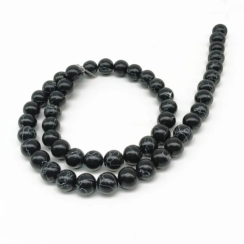 Гладкие Круглые Бусины из натурального камня белого синего бирюзового цвета 15