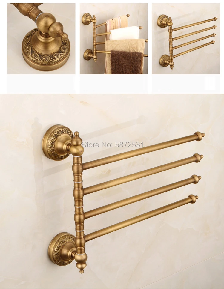 Новейший античный латунный стержень для полотенец настенный поворотный