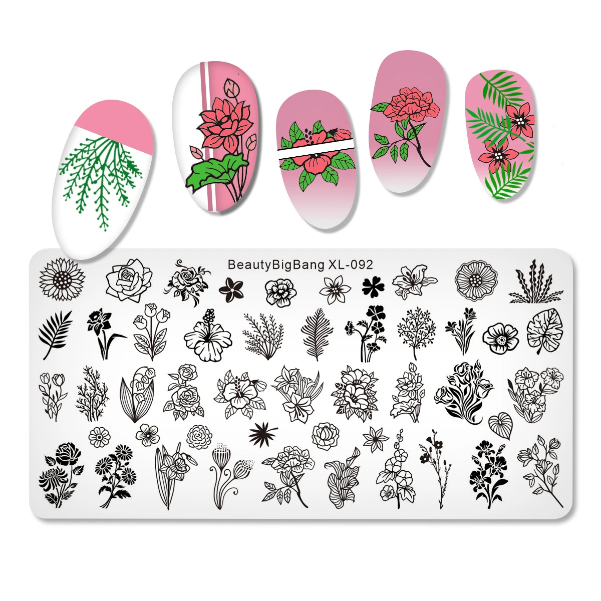 

BeautyBigBang Nail Stamping Plates Flower Theme Grass Leaf Mold Stainless Steel Stamp Nail Art Image Stamping Template XL-092