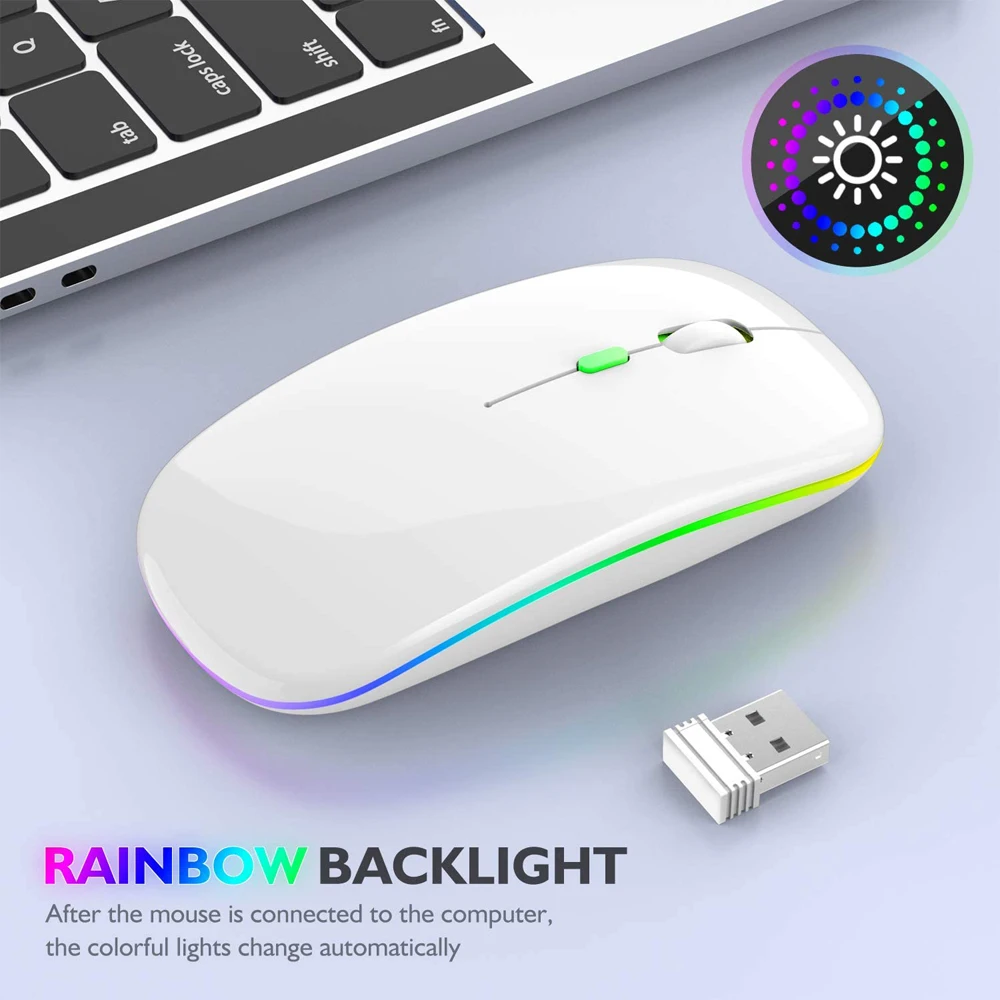 Wireless Mouse USB Rechargeable Bluetooth-compatible RGB Silent Ergonomic With Backlight For Laptop PC ipad | Компьютеры и офис