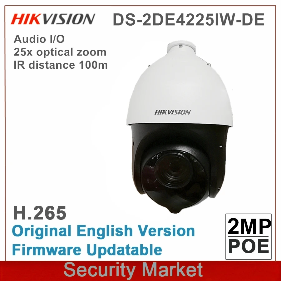 Оригинальный hikvision английская PTZ DS-2DE4225IW-DE 4-дюймовый 2MP 25X приведенный в действие