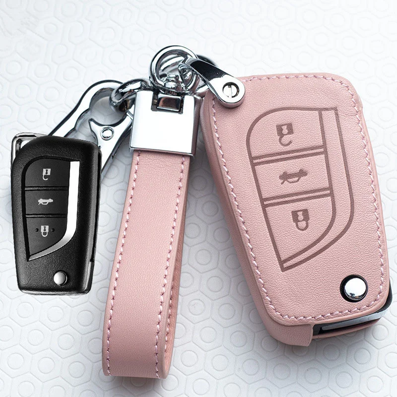 

Leather Car Key Cover Case For Toyota Prius Camry Corolla C-HR CHR RAV4 Prado Auris Avensis Land Cruiser 200 Prado Crown Revo