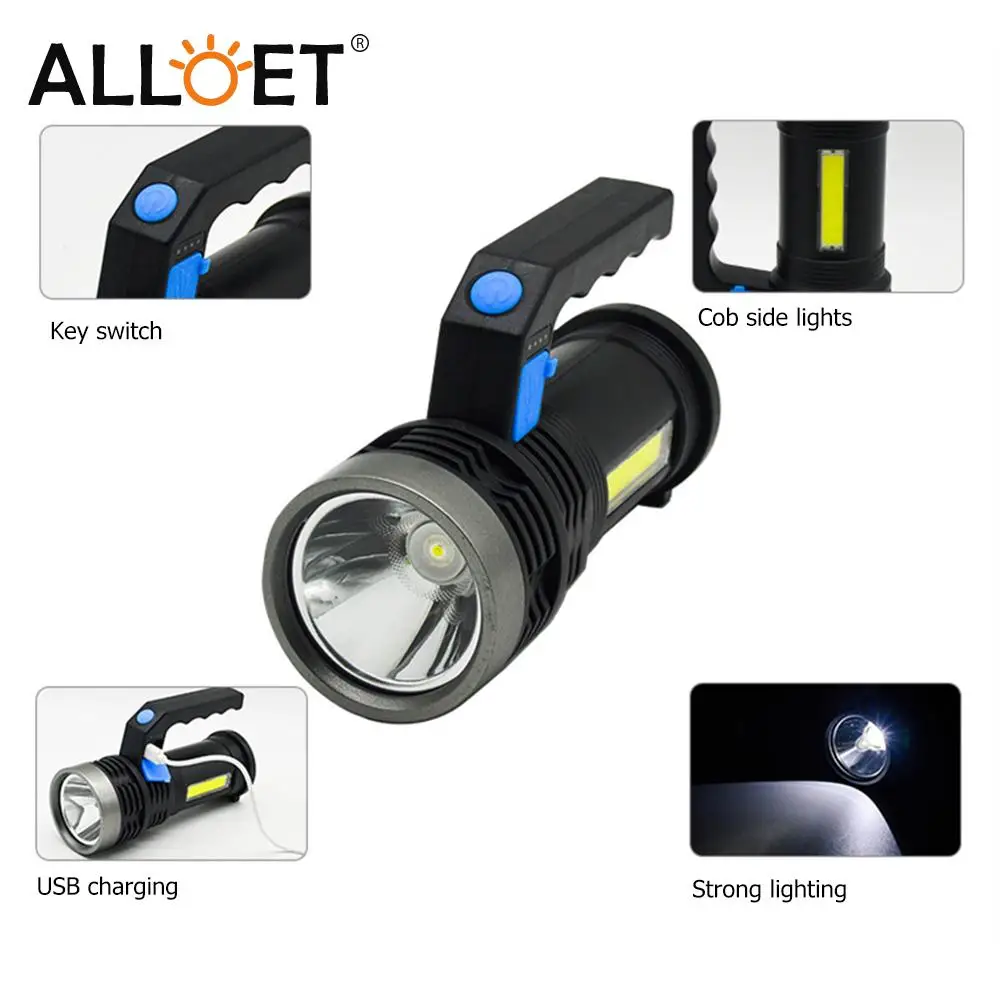 

Bright Flashlight 4 Modes Recharge Searchlight Super Bright Portable Waterproof Bracket Lamp Spotlight LED Searchlight