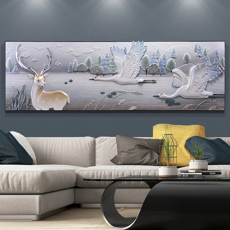 

Modern Minimalist Living Room Decorative Painting 3D Three-dimensional Relief Sofa Background Wall Atmosphere Villa Painting
