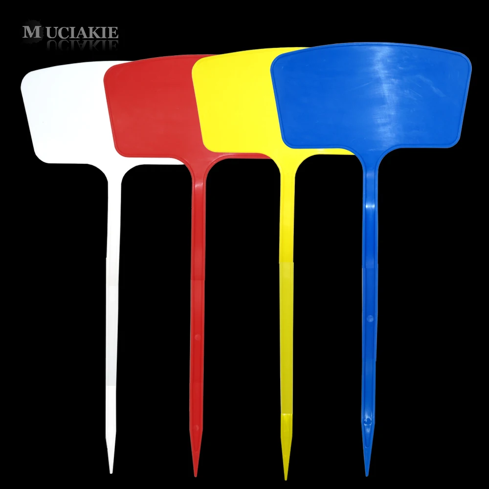 MUCIAKIE 20 шт. 20x45 см XXXL пластиковые этикетки для растений садовые маркеры T тип Садоводство Именные Бирки Красный Белый Синий Желтый Знак для деревьев