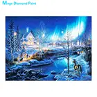 Снег пейзаж зимой Алмазная Картина Вышивка крестом Полный Круглый Новый DIY 5D домашний декоративный Aurora Borealis мозаика вышивка