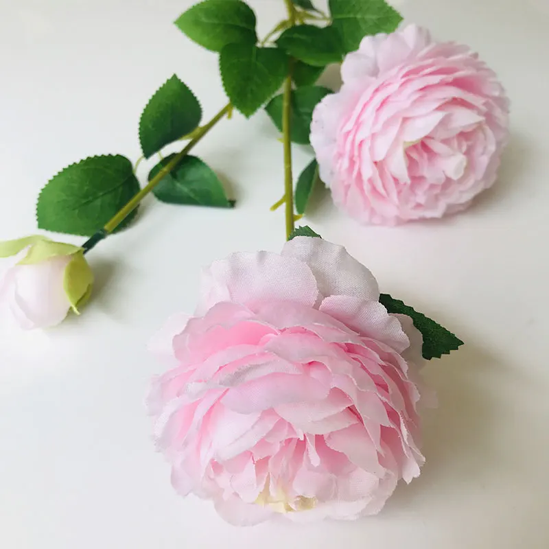 Pink 65 см 3 головки пионы Искусственные цветы ручной работы шелковые пионы невесты букет из цветов Свадебные украшения дома поддельные пионы цветок - Цвет: Pink