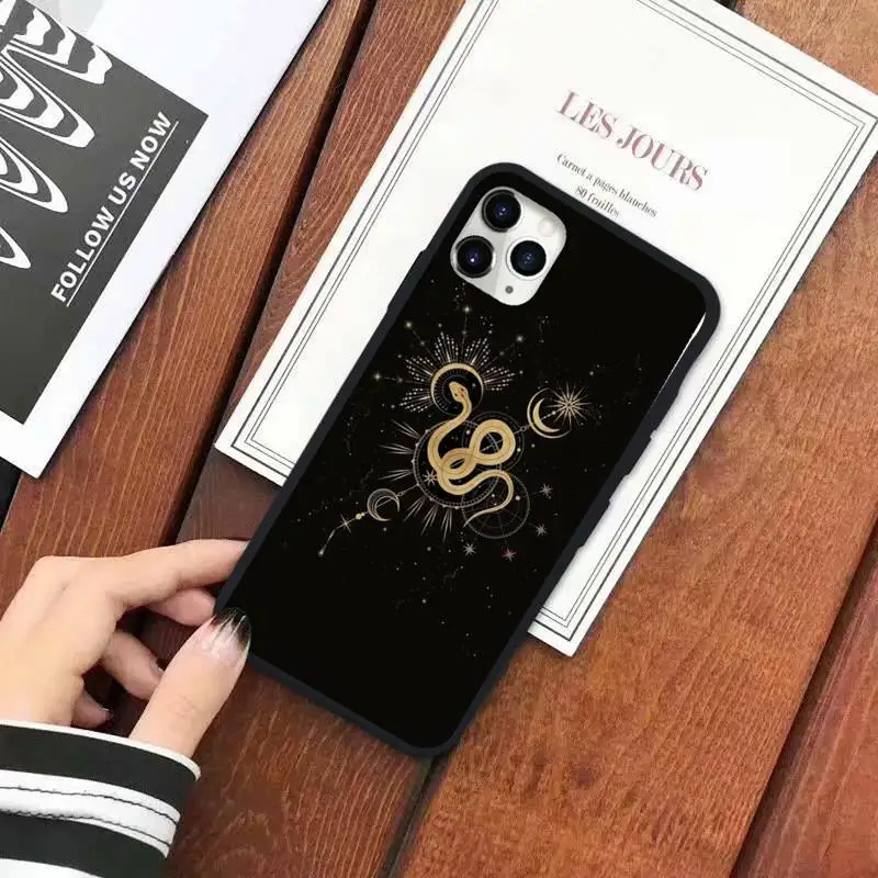 

Retro Flowers sun Snake Moon aesthetics Phone Case for iPhone 11 12 mini pro XS MAX 8 7 6 6S Plus X 5S SE 2020 XR