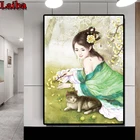 Алмазная живопись Античная Азия, алмазная 5d Вышивка сделай сам, полноразмерная круглая Алмазная мозаика для девочек и кошек, новинка 2020