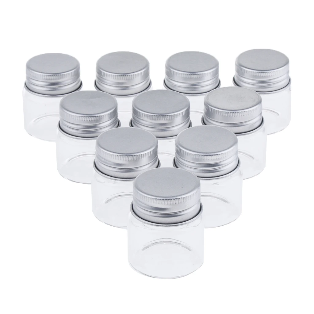 

10x High Borosilicate Vials Container Clear Glass Bottle Aluminum Cap