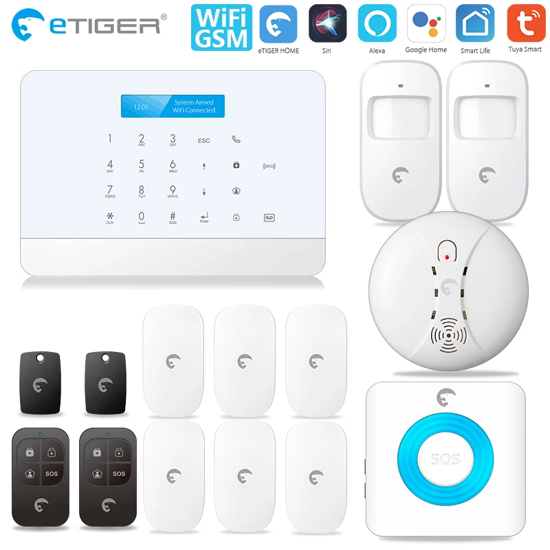 Смарт детектор дыма Etiger S6 Tuya с поддержкой Wi Fi/GSM|Комплекты для сигнализации| |