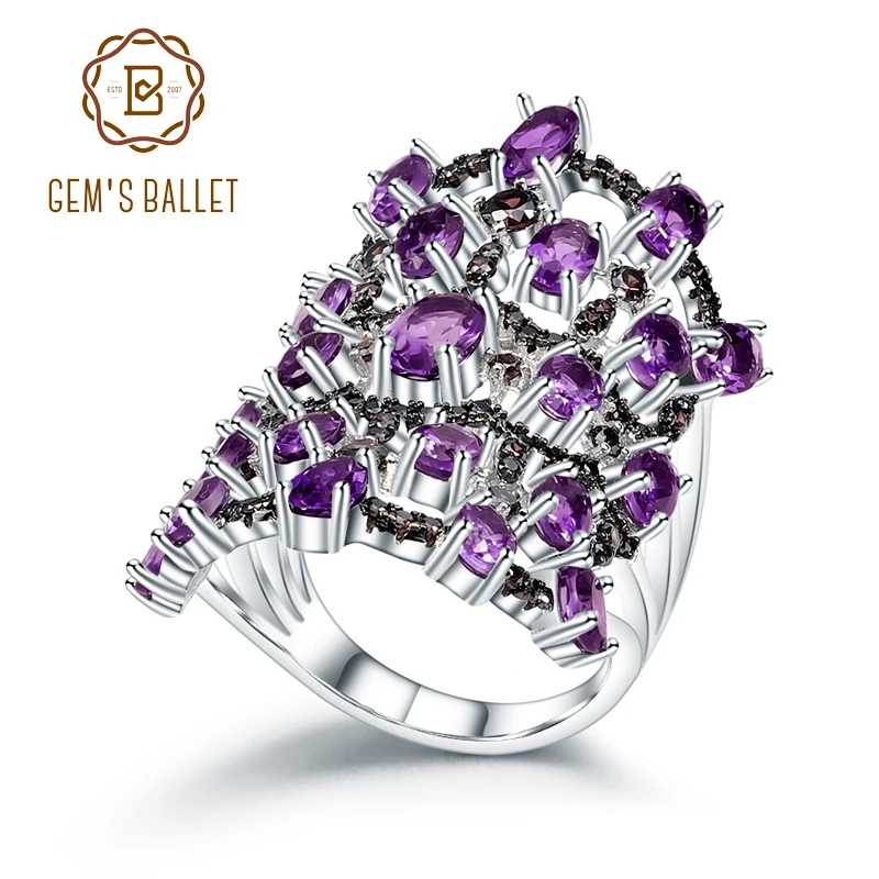 Женское Винтажное кольцо с натуральным аметистом 7 44 карата из серебра 925