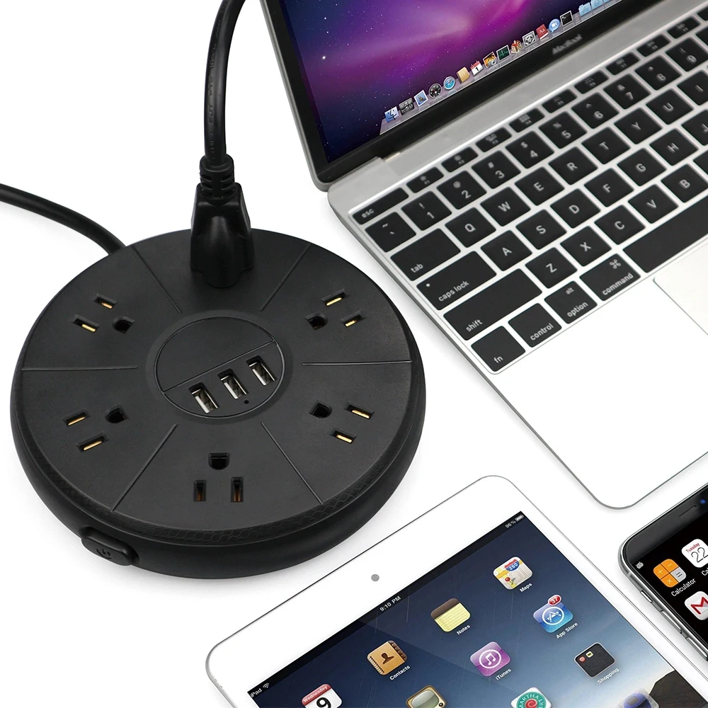 Удлинитель электрический с 6 проводами и USB-портами 2 м | Электроника