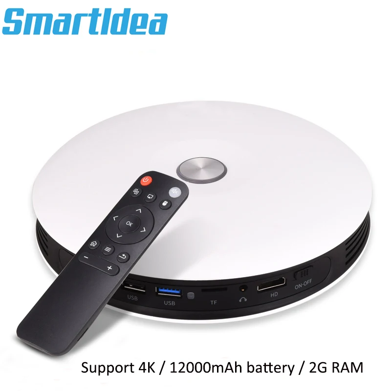 Портативный мини DLP 3D проектор Smartldea M18 с аккумулятором 12000 мАч BT4.0 светодиодный 4K