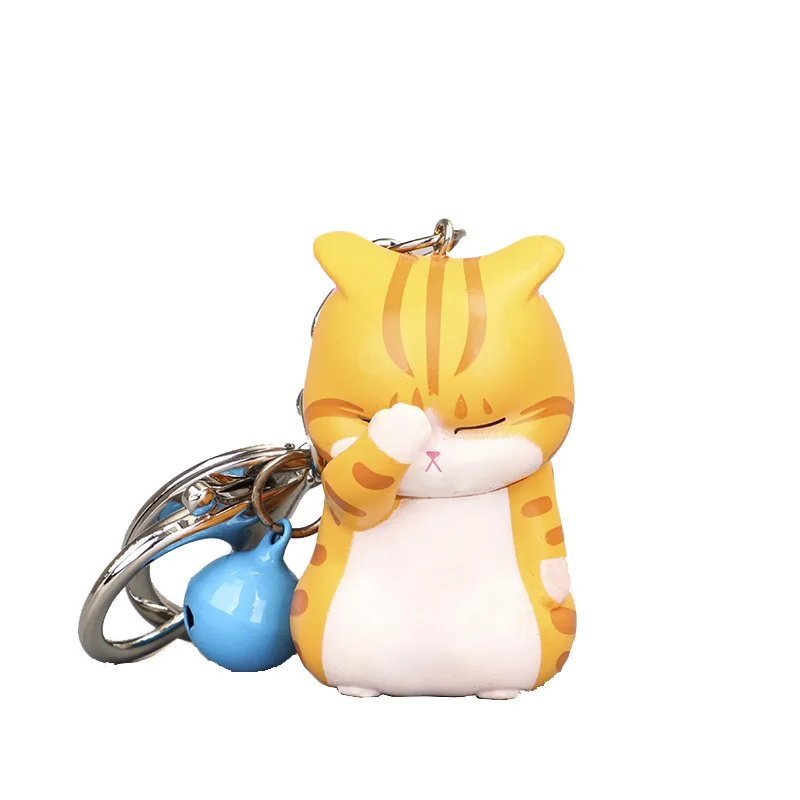 

Cute Shy Cat Keychains Accessories Chubby Kitten Key Chains Trinket Bag Ornament Keyring Fashion Animal Jewelry Women