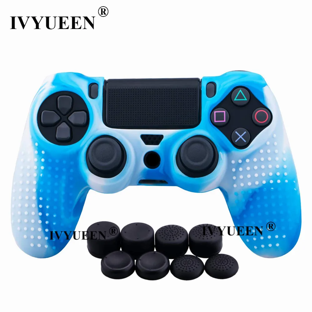 IVYUEEN 9 в 1 для Dualshock 4 PS4 Slim Pro контроллер Шипованная Кожа Премиум Защитный Противоскользящий Мягкий силиконовый чехол-накладка