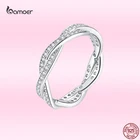 Bamoer, хит продаж, классическое медное минималистичное волнистое кольцо для женщин, блестящее циркониевое элегантное торжественное обручальное свадебное ювелирное изделие, подарок