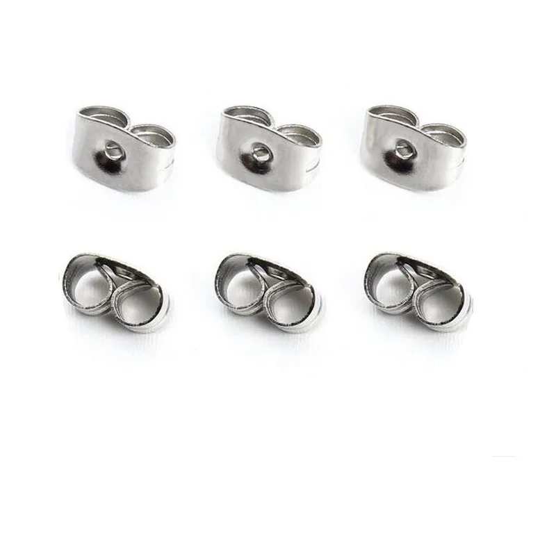 100pcs 4.5x6mm Silver Tone Stainless Steel Nut Clutch Stud Earrings Posts &amp Backs Fittings Ear Stoppers Jewelry Making | Украшения и