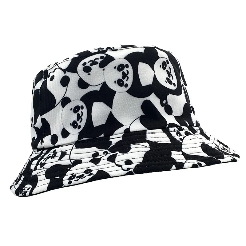 

2020 New panda bucket hat Fashion men women cotton panama fisherman hats lovely outdoor hunting fishing sun cap bone