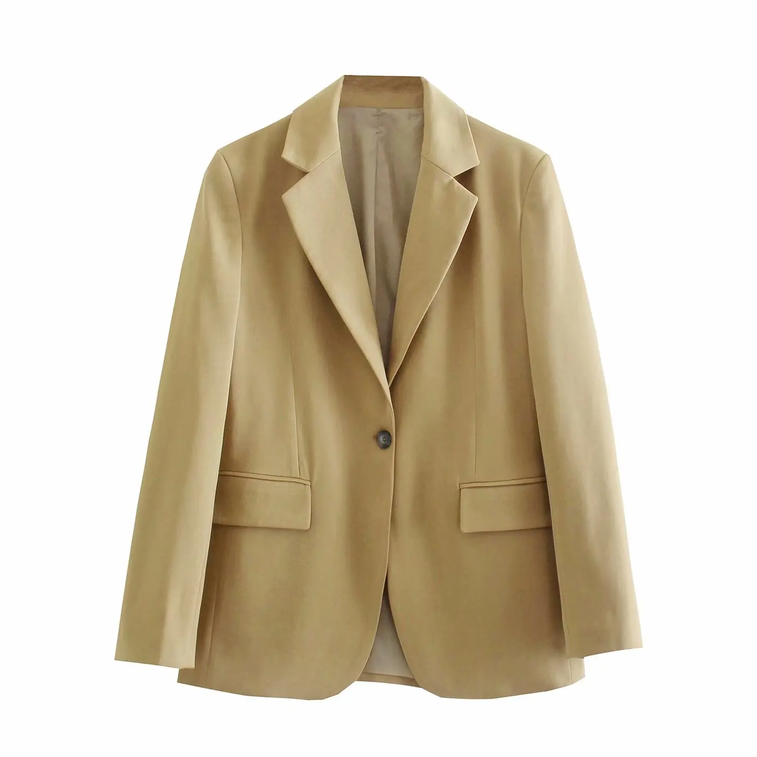 

Solid notched neck single breasted blazers high waist pants suits