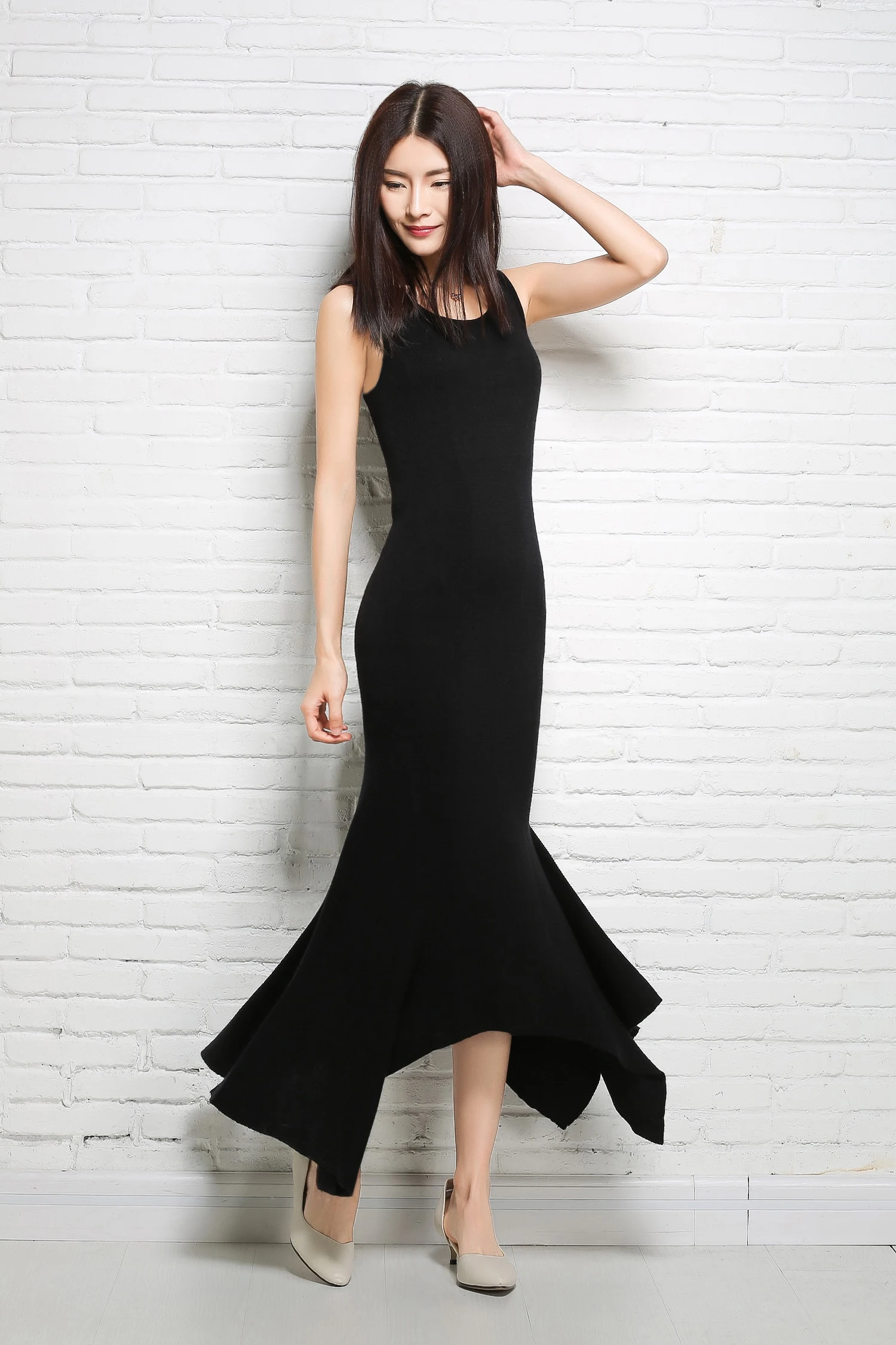 Удлиненная черная юбка жилет женская летняя одежда платье на бретелях без