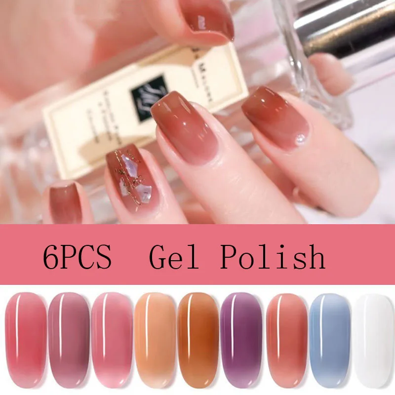 

6pcs 9.3ml Gel Nail Polish For Nails Semi Permanent Soak Off Gel UV LED Varnishes Base Top Matte Coat Gel Polish P-66