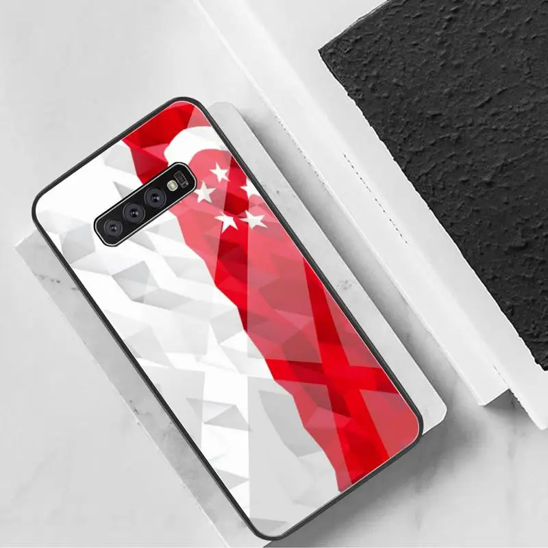 YJZFDYRM Флаг Сингапура мягкий чехол для телефона из закаленного стекла Samsung S20 Plus S7 S8