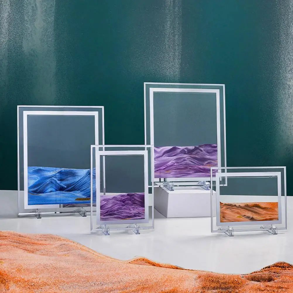 

7-дюймовый движущийся песок, искусство, стекло, 3D глубокий альпинизм, пейзаж в движении, текущий песок, рамка, монтируемый песок, живопись, Де...