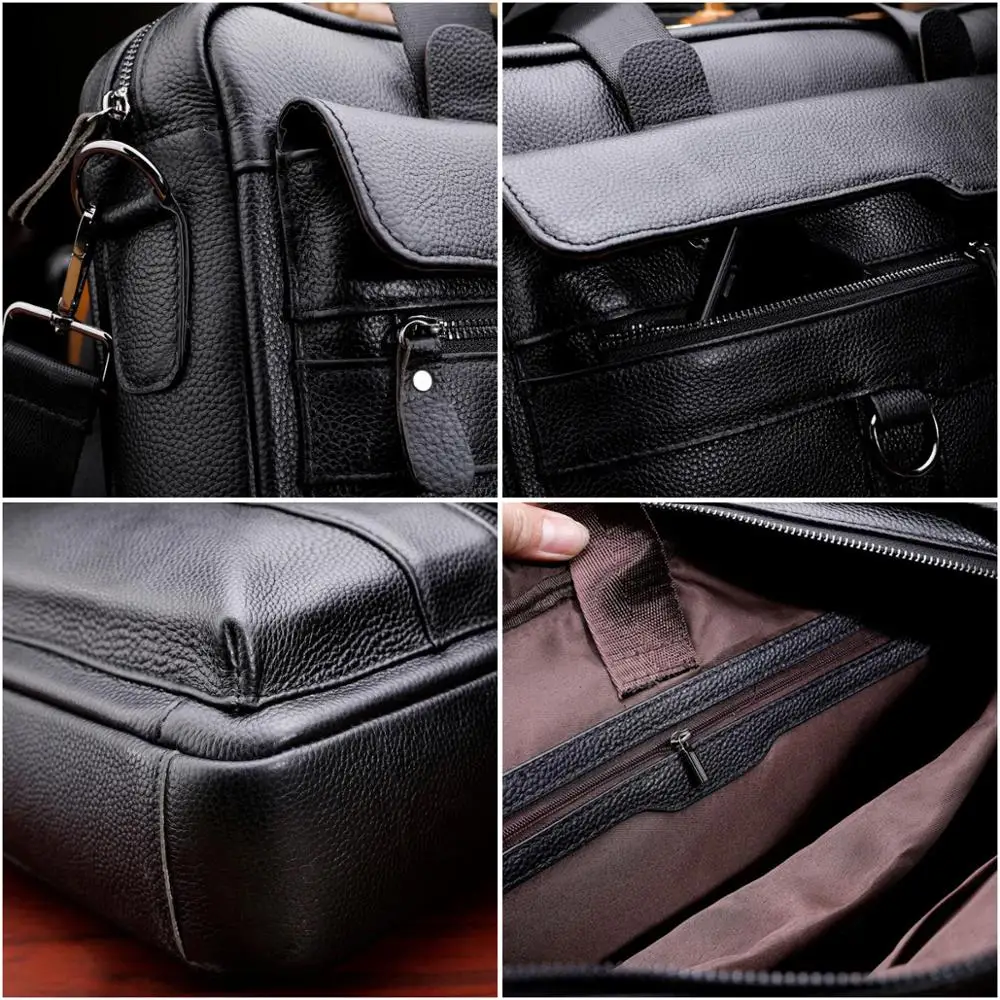 2020 New Business Men's Briefcase Genuine Leather Shoulder Messenger Bag 14&15.6 inch Laptop Bags Document Bag Handbag Men Bag