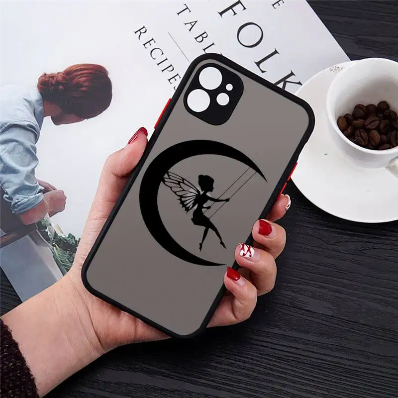 

Minimalista del fumetto della luna girl Phone Case matte transparent For iphone 7 8 11 12 plus mini x xs xr pro max cover